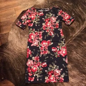 Karen Scott Sport Navy Blue Floral Cozy Dress XS